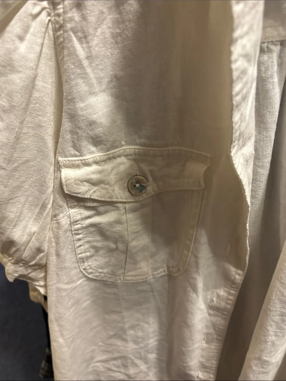 Free People Cream Button-Front Puff Sleeve Blouse